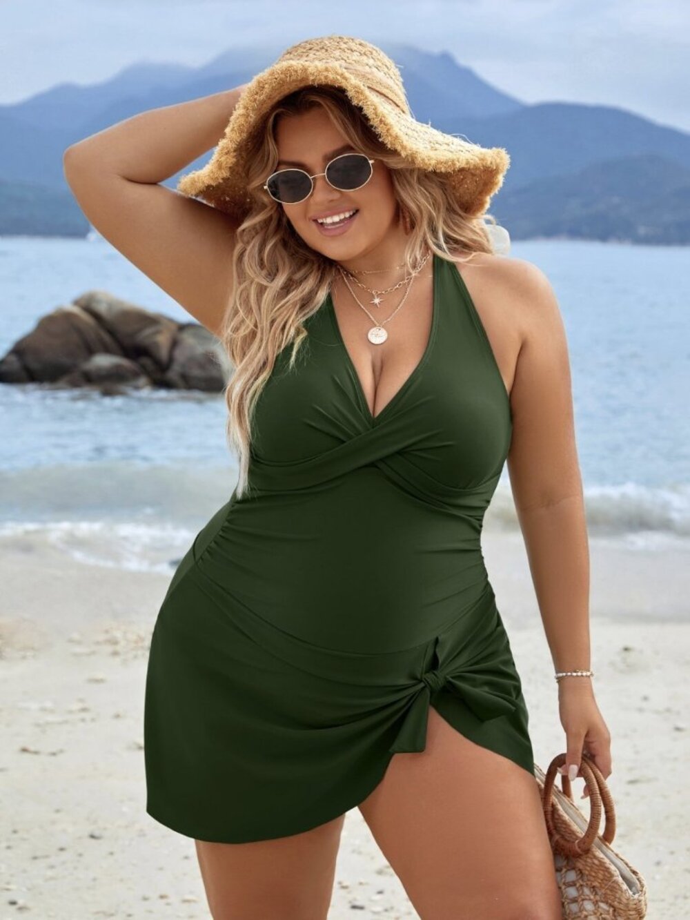 Blooming Jelly Plus Size Swimdress Women's XXL Green
